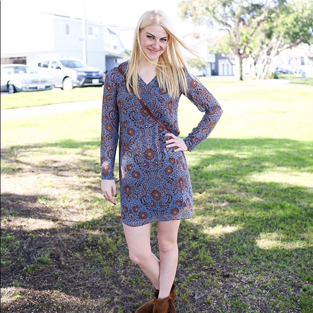 CAbi L/S Paisley Print Shirt Dress